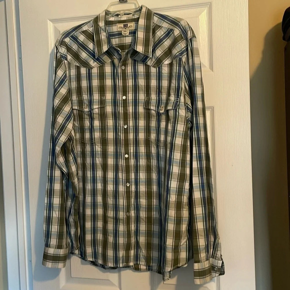 Club Room mens fitted western pearl snap plaid shirt size XXL - Picture 1 of 9